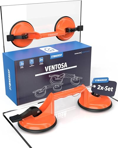 Elevador de succión Resistente (2 Unidades) – 100 kg de Aluminio – Elevador de succión Profesional para Azulejos, Vidrio, terrazas, laminados y Discos – Herramienta para soladores – Mango