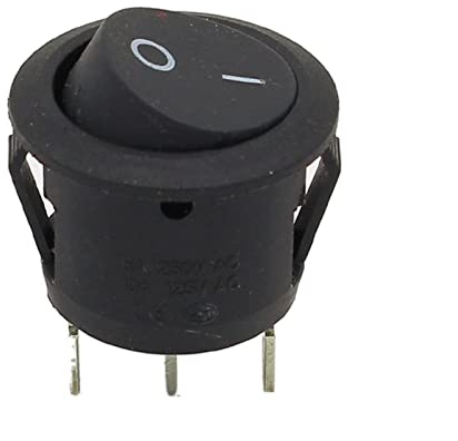 5 uds Mini interruptor basculante redondo negro de 3 pines SPDT ON-Off a presión