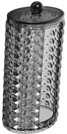 MOTHNUR Cotton Pads Organizer and Cotton Swab Holder Black Acrylic Makeup Round Container Lid Bathroom Storage Box for Cosmetic