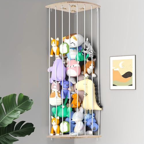DEECOZY Corner Stuffed Animal Storage, Length Adjustable Toys Holder | Hanging Plush Toy Storage Organizer Shelf for Nursery Bedroom Kid Room Play Room