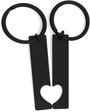 Imeno Schlüsselanhänger personalisiert – 2-teiliges Partner Herz aus Edelstahl in Roségold – Geschenk für Paare, Freund & Freundin zu Valentinstag oder Jahrestag