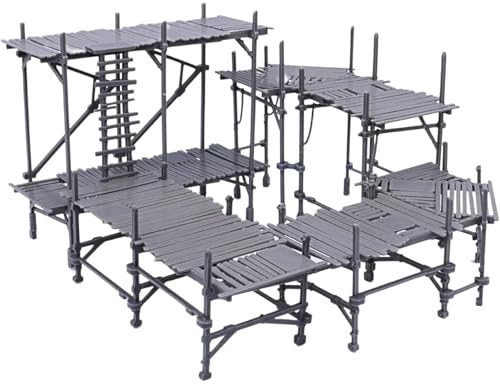 Modulares Gerüst-Set – 4 industrielle Bauplattformen für Wargaming-Gelände | 28-32 mm Skala Diorama-Landschaft | Sci-Fi & Fantasy RPG kompatibel | Herrigold | PLA-Kunststoff lackierbares Gelände-Set