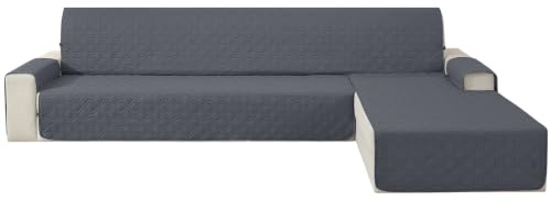 YSTELLAA Sofabezug L Form 4 Sitzer Mit Armlehne, Dunkelgrau | Sofabezug Ecksofa Rechts/Links Universal, Sofa Cover L Shape Waschbar, Eckbank Bezug Für Hund Katze