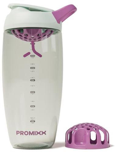 Promixx Pursuit Protein Shaker – 760ml Leiser Snap-Fit-Mixer für klumpenfreie Shakes – Auslaufsicher BPA-frei Ecozen mit Messskala für Fitness – Seegrasgrün