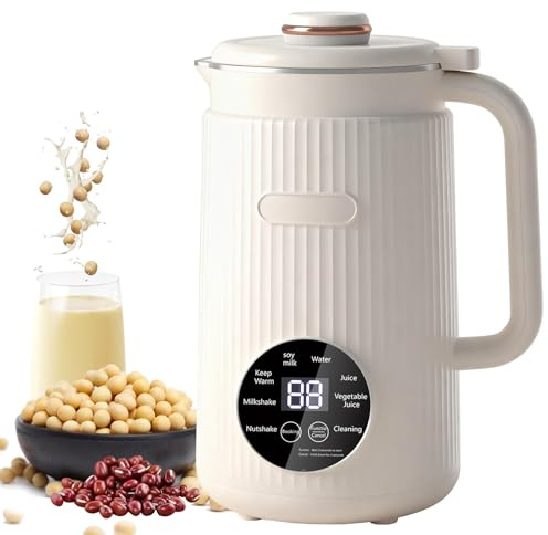 8-in-1Nut Milk Maker, 1200ml Automatic Soy Milk Maker, Plant-Based Milk Machine with Delay Start, Keep Warm & Self-Cleaning for Oat Milk, Almond Milk, Soups, Porridge & Smoothies