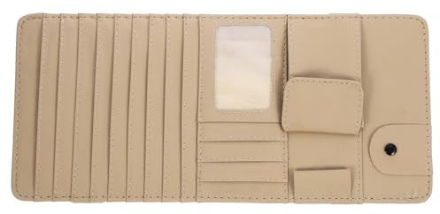 PACKOVE Multifunction Car Sun Visor CD Holder Leather Material, Easy to Install and Remove, Beige CD Organizer Bag Suitable for Suv and Truck Use