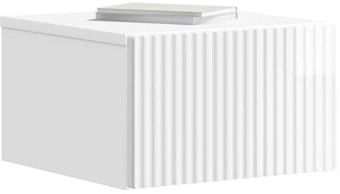 vidaXL Wandmontierter Nachttisch Hochglanz Weiß 33 x 34,5 x 20 cm