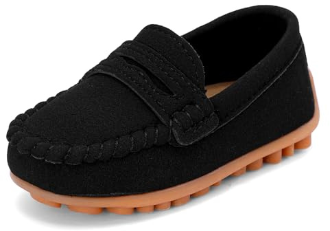 LACOFIA Baby Boys Moccasins Loafer Infant Anti-Slip First Walking Shoes Toddler Slippers Black 5