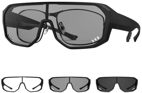 Goiteia Selbsttönende Fahrradbrille für Brillenträger | Photochrome Sportbrille CAT0-CAT3 UV400, fahrradbrille herren damen winddicht, Anti-Beschlag Belüftung