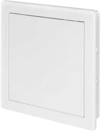 Awenta 200 x 200 mm Plastic Access Panel Door - White Opening Flap Cover Plate - Inspection Hatch - Door Latch - Concealed Hinge - Removable Door - Paintable Smooth Surface (8 x 8 Inches)