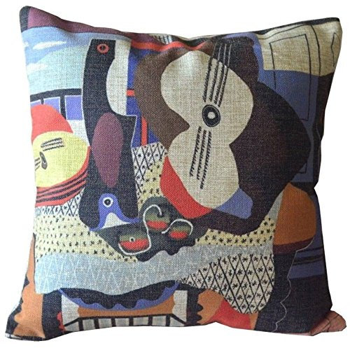 Colorful Picasso Imaginative Painting Sofa Simple Home Decor Design Throw Pillow case/Kissenbezüge Decor Cushion Covers Square 18*18 Inch Beige Cotton Blend Linen