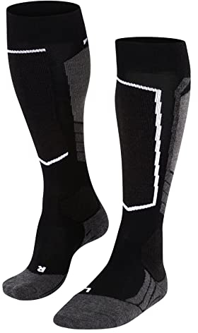 FALKE Damen Skisocken SK2 Intermediate Wool W Kh Wolle Funktionsmaterial warm dick 1 Paar, Schwarz Black-Mix 3010, 41-42