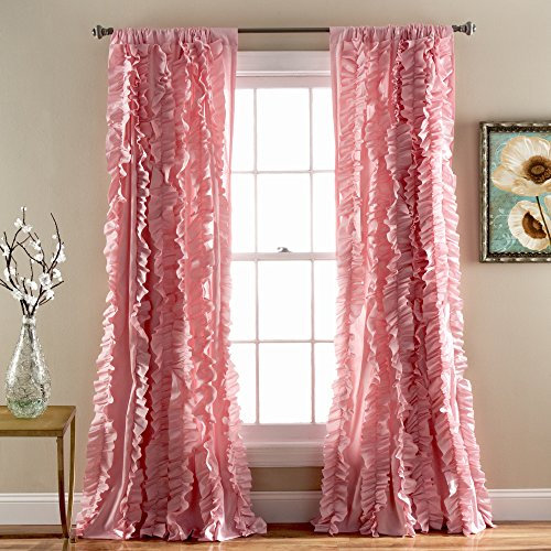 Lush Decor Belle Vintage Chic Fenstervorhang für Wohnzimmer, Esszimmer, Schlafzimmer (Einzelvorhang), 137 x 213 cm, Rosa