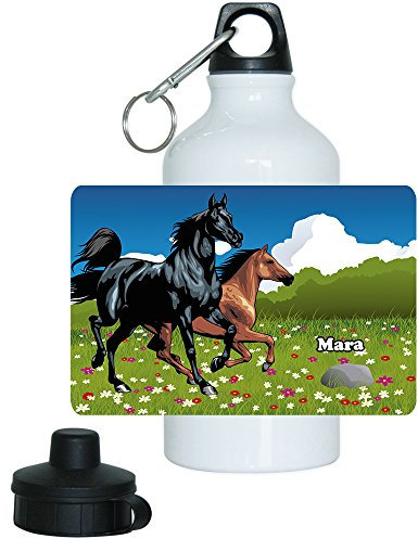 Eurofoto Trinkflasche mit Namen Mara und schönem Pferde-Motiv für Mädchen
