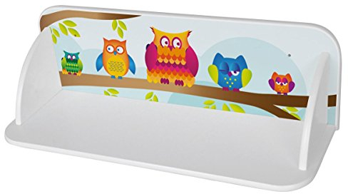 Leomark Regalbrett auf der Wand - Eulen - Wandboard aus Holz, Wandregal für Kinder, Wandablage mit UV-Aufdruck, Länge: 60 cm