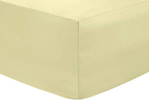 Deep Fitted Bed Sheets Easy-Care Non-Iron Percale 10'' / 25CM Fitted Sheet, Single - Cream