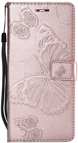 DENDICO Cover per Huawei Mate 10 Lite, Pelle Portafoglio Custodia per Huawei Mate 10 Lite Custodia a Libro con Funzione di appoggio e Porta Carte di Credito - Oro Rosa