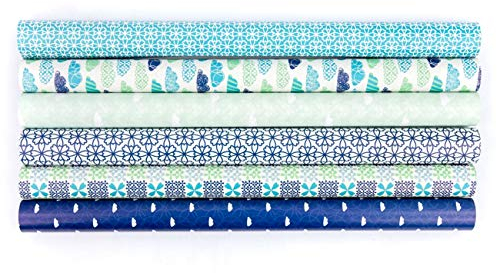 Papierdrachen 6 Bögen Geschenkpapier 70x50cm doppelseitig bedruckt - 6 verschiedene Designs hochwertig auf 100g/m² Papier - Motiv Wolken - Geschenkverpackung zu Ostern Weihnachten Geburtstag