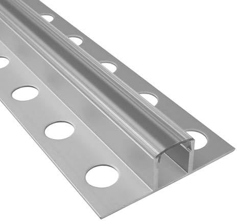 T77 LED Alu Fliesenprofil Bordüre 12 mm silber für LED-Streifen 2m klar | Für sauber eingelegte LED-Streifen mit geschützter Führung und gleichmäßiger Lichtverteilung, Abdeckung klar