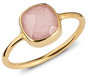 Ring Rosenquarz Silber vergoldet für Frauen