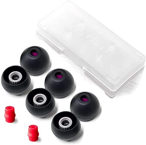 Final Audio Ohrstöpsel-Set Typ E, mit Hülle und Düsenadapter, passend für 1More, AKG, Audio-Technica, Beats by Dre, Campfire Audio, Empire Ears, Shure, Sony, Westone, Schwarz Rot X-Large + Schwarz/Rot