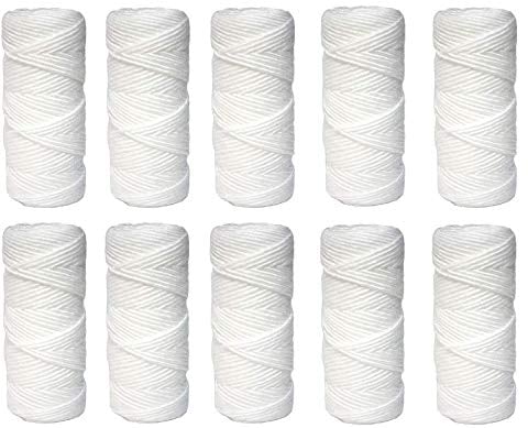 WK - Cartuccia Filtrante per Filtro Acqua in Filo Avvolto, 10 Pezzi da 5 Pollici con Permeabilità 50 Micron, Pratica Modalità di Usa e Getta