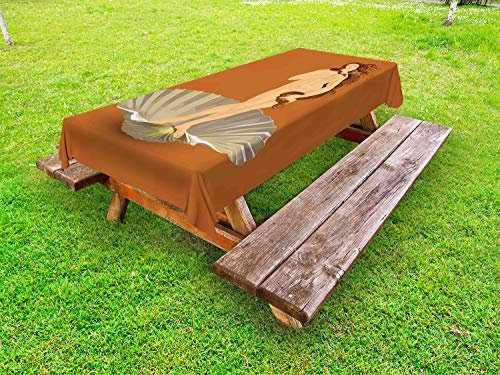 ABAKUHAUS Venus Outdoor-Tischdecke, Botti griechischen Inspired, dekorative waschbare Picknick-Tischdecke, 145 x 305 cm, Ginger Schokolade