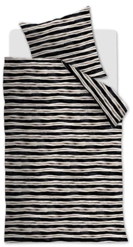 at home Bettwäsche-Garnitur Contrast Farbe Black White Größe 155x220+80x80cm Streifen Stripes Baumwolle