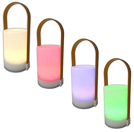 HAC24 4er Set LED Lampe Tischlampe Dekolampe Wohnzimmerlampe Batteriebetrieben Beleuchtung Warmweiß oder Farbwechsel Nachttischlampe