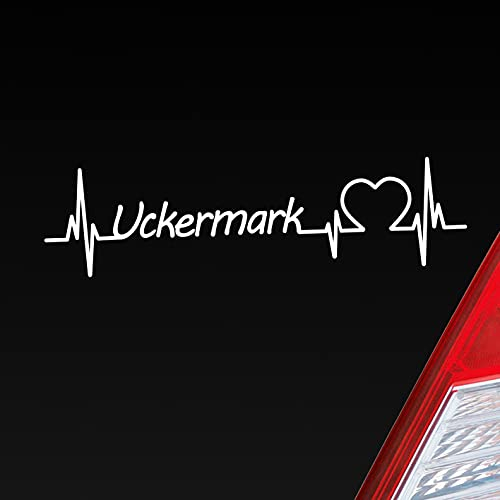 Hellweg Druckerei Auto Aufkleber Uckermark Puls Herzschlag Fun Sticker Heckscheibenaufkleber Autoaufkleber mit Ferien Region Motiv