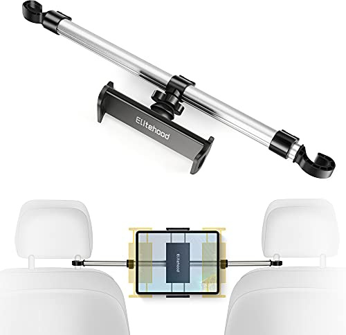 elitehood Aluminium Tablet Halterung Auto Kopfstütze, Einstellbar Tablethalterungen Auto, Anti-Shake KFZ Tablet Halterung für iPad mini Air, iPad Pro 12.9 11, Switch, Smartphone usw - Silber