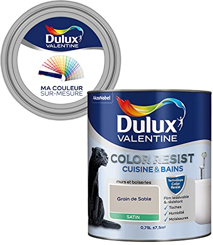 Ma Couleur Sur-Mesure par Dulux Valentine – Peinture Intérieure Murs, Plafonds, Boiseries - Palette Authentique, Cuisine & Bain Satin, Grain de Sable , 0,75 L