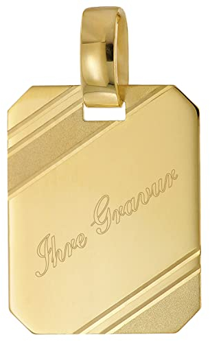 trendor Herren Anhänger mit Gravur Gold 585/14 Karat 18x14 mm inklusive Wunsch-Gravur Gravurschmuck aus Echtgold, Schmuckstück für Männer, 51794
