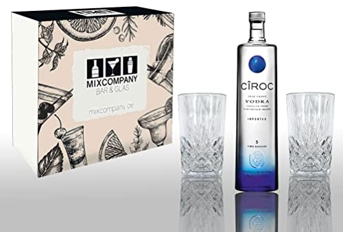 Ciroc Geschenkset Vodka 0,7L (40% Vol) mit 2er Set Longdrinkglas Kristalloptik von P Diddy/Sean Combs- [Enthält Sulfite]