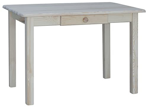 k koma Esstisch aus massivem Kiefernholz, unbehandelt, mit Schublade – Küchentisch, Speisetisch, ideal für Restaurant – zum Selbstbeizen (60 x 80)