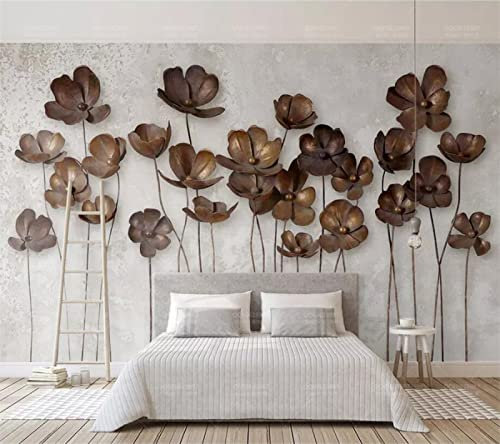 TANYANG Custom Murals Tapete Eisen Blume Retro Modern Minimalistisch Tv Hintergrund Tapete Für Wände 3 D 430Cm(W)×300Cm(H)