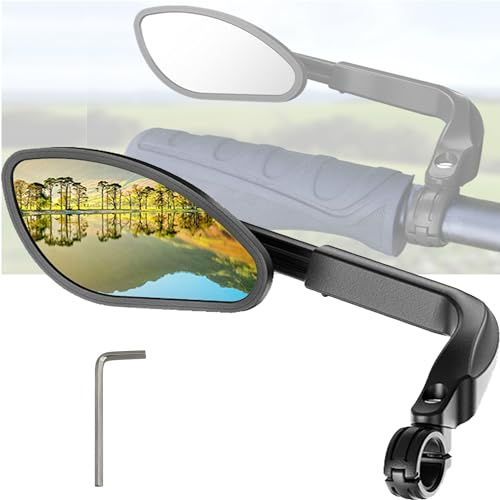 YUEMING Fahrradspiegel Einziehbare Rückspiegel Edelstahl Spiegelfläche Verstellbarer 360°Drehung Fahrrad Spiegel für Links Lenker 21-26mm Fahrradspiegel für E-Bike Lenker Sicherer Spiegel