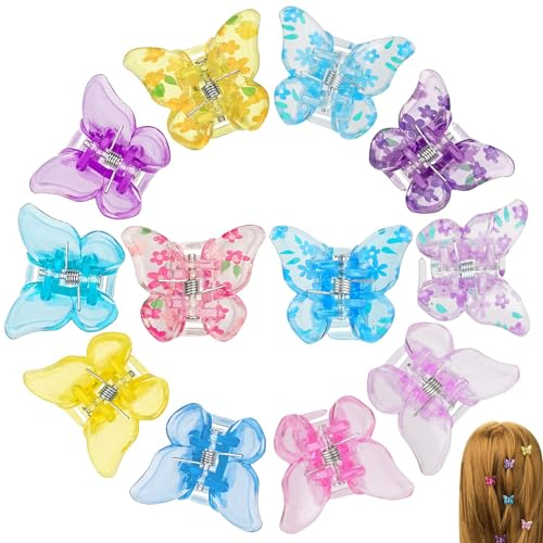 12 pezzi Fermagli per Capelli a Farfalla, Mollettine Capelli, Mini Pinze per Capelli Farfalla,Fermagli per Capelli di Farfalla, Mini Artiglio Spilla per Capelli Clip per Ragazze, Donne, Bambini