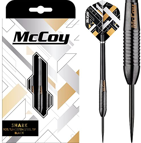 McCoy Darts D6059 Shark Black | Premium 90% Wolframstahl Spitze Dartpfeile Set | 22g