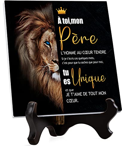 Cadeau Fete des Peres, Cadeau Anniversaire Papa - Plaque Acrylique Gravée Cadeau Anniversaire pour Papa, Cadeau Fete Des Peres, pour Papa Futur Papa Nouveau Papa Grand-père Beau-père Mari