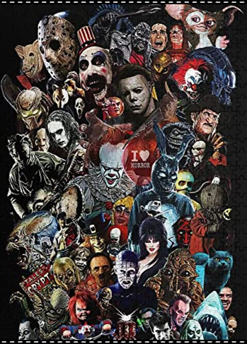 Wooden Jigsaw Puzzle 1000 Teile, Horror-Charakter-Familien-Retro-Vintageation Hölzerne Puzzles Legespiel Kinderspiel Merkspiel Puzzle Für Erwachsene Adults Freunde