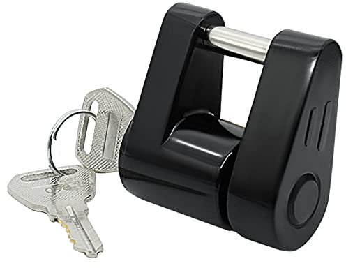 AUTOXBERT Trailer Coupler Padlock Security Coupling Hitch Lock Truck Hitch Lock Accessories Metal 1/4inch Pin Truck Security Padlock with Keys Black