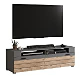 xonox.home Wohnzimmer Freno Lowboard Kommode TV-Bank TV-Schrank in grau Nb.Absetzung Nox Oak Nb.ca.140x43x40 cm