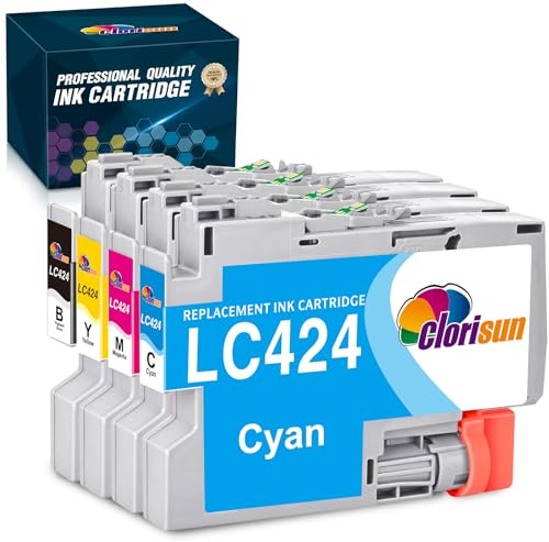 LC424 LC 424 Patronen Kompatibel für Brother LC424 LC-424VAL Multipack Druckerpatronen für Brother DCP-J1200W DCP-J1200WE (1 Schwarz, 1 Cyan, 1 Magenta, 1 Gelb, 4 Pack)