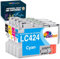 LC424 LC 424 Patronen Kompatibel für Brother LC424 LC-424VAL Multipack Druckerpatronen für Brother DCP-J1200W DCP-J1200WE (1 Schwarz, 1 Cyan, 1 Magenta, 1 Gelb, 4 Pack)