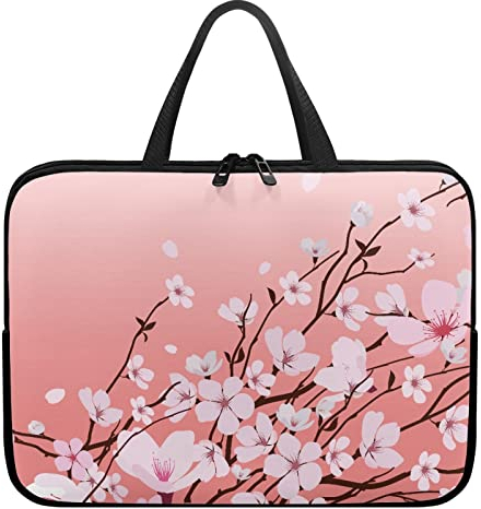 Micoklinlin 17 Zoll Laptoptasche Hülle mit Griff Damen Rosa Floral Wasserdicht Neoprene Laptop-Hülle Personalisierung Laptop Sleeve Case Schutzhülle Laptophülle Notebook Tasche