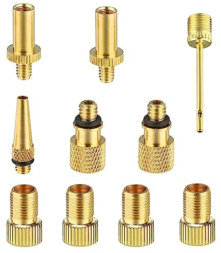 ZELAITE Fahrrad Adapter, Französisches Ventil Adapter und Ballnadeln, Für alle Dunlopventil Autoventil Fahrradventile Sclaverand (DV, AV SV), für Alle Fahrradventile (A)