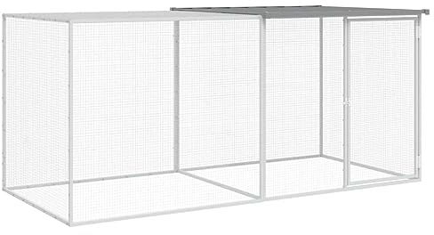 vidaXL Hühnerkäfig mit Dach Hellgrau 203x98x90 cm Verzinkter Stahl