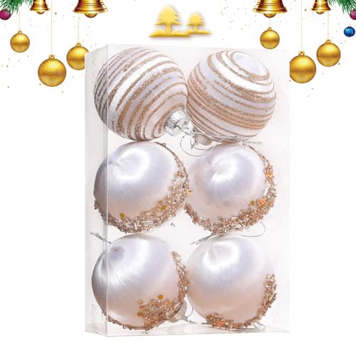 Visiblurry Bruchsichere Weihnachtskugel-Ornamente | Samt-Weihnachtskugeln, Großpackung | 6er-Set Samt-Weihnachtsbaumkugeln mit Metallschnur für die Heimparty