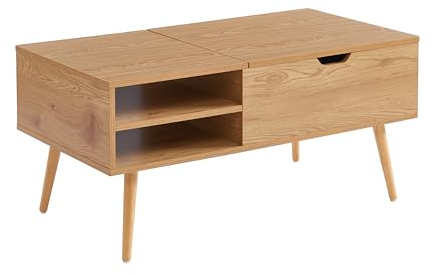 BAÏTA Table Basse Florence Effet chêne foncé Plateau relevable 96cm